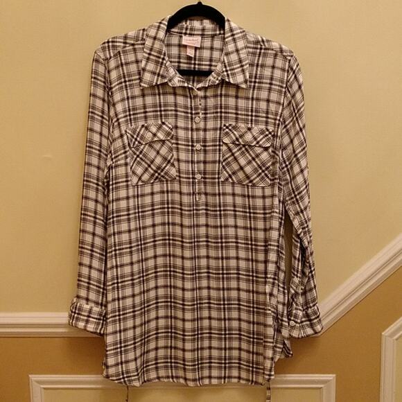 Isabel Maternity Plaid Lightweight Flannel Tunic size Large - Picture 5 of 7
